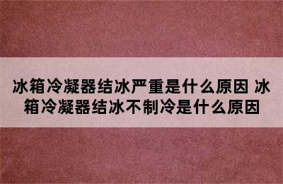 冰箱冷凝器结冰严重是什么原因 冰箱冷凝器结冰不制冷是什么原因